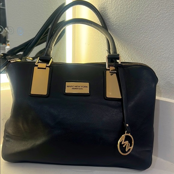 Marc New York Handbags - Marc New York Black Satchel with Gold Accents